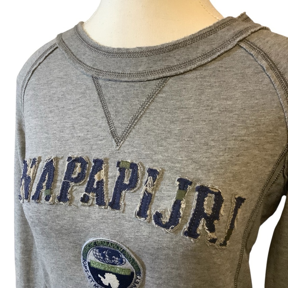 Napapijri Logo Sweatshirt Women’s Size S Grey Cotton Stretch Graphic Pullover - Picture 4 of 15